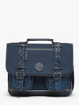 Boekentas Kinderen 2 Compartimenten Cameleon Blauw vintage fantasy CA35